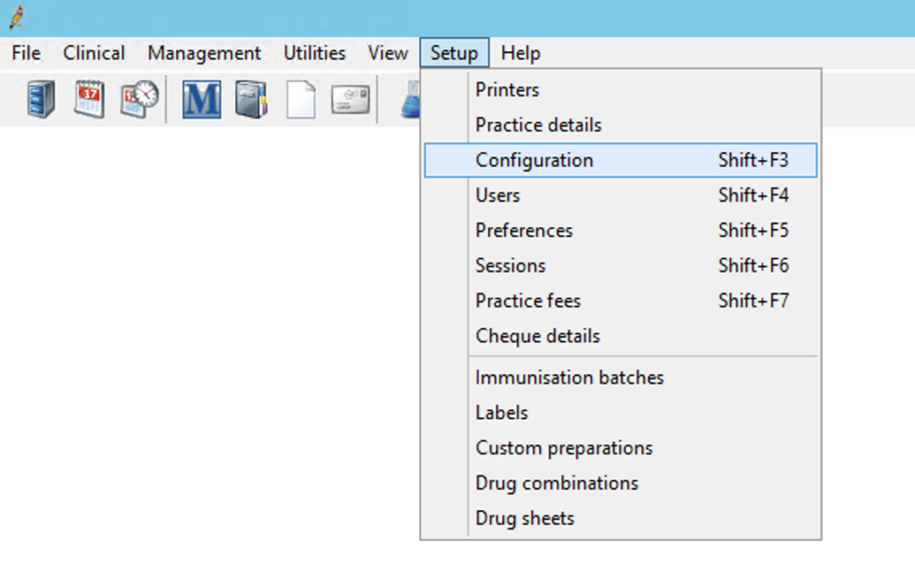 Screenshot: Open BP Premier and navigate to Setup > Configuration